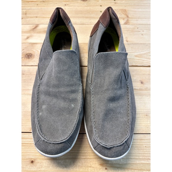 Florsheim Mens Gray Canvas Leather Comfortech Slip On Loafer Shoes 14W - Picture 2 of 6